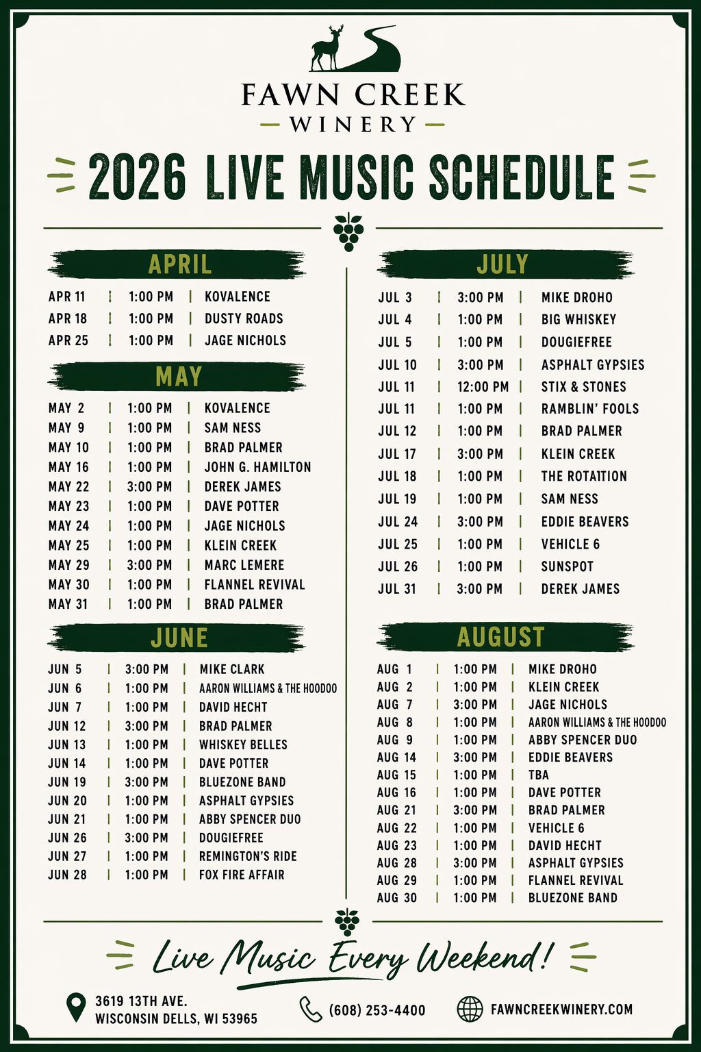Music Schedule